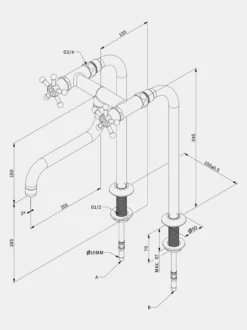 Christiansborg Tap on standpipes S200 - Brass