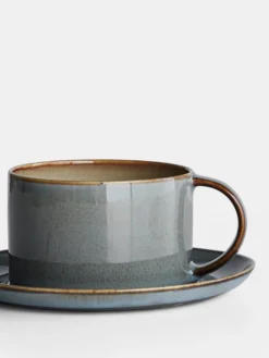 Coffee Cup With Saucer - Misty Grey/Smokey Blue