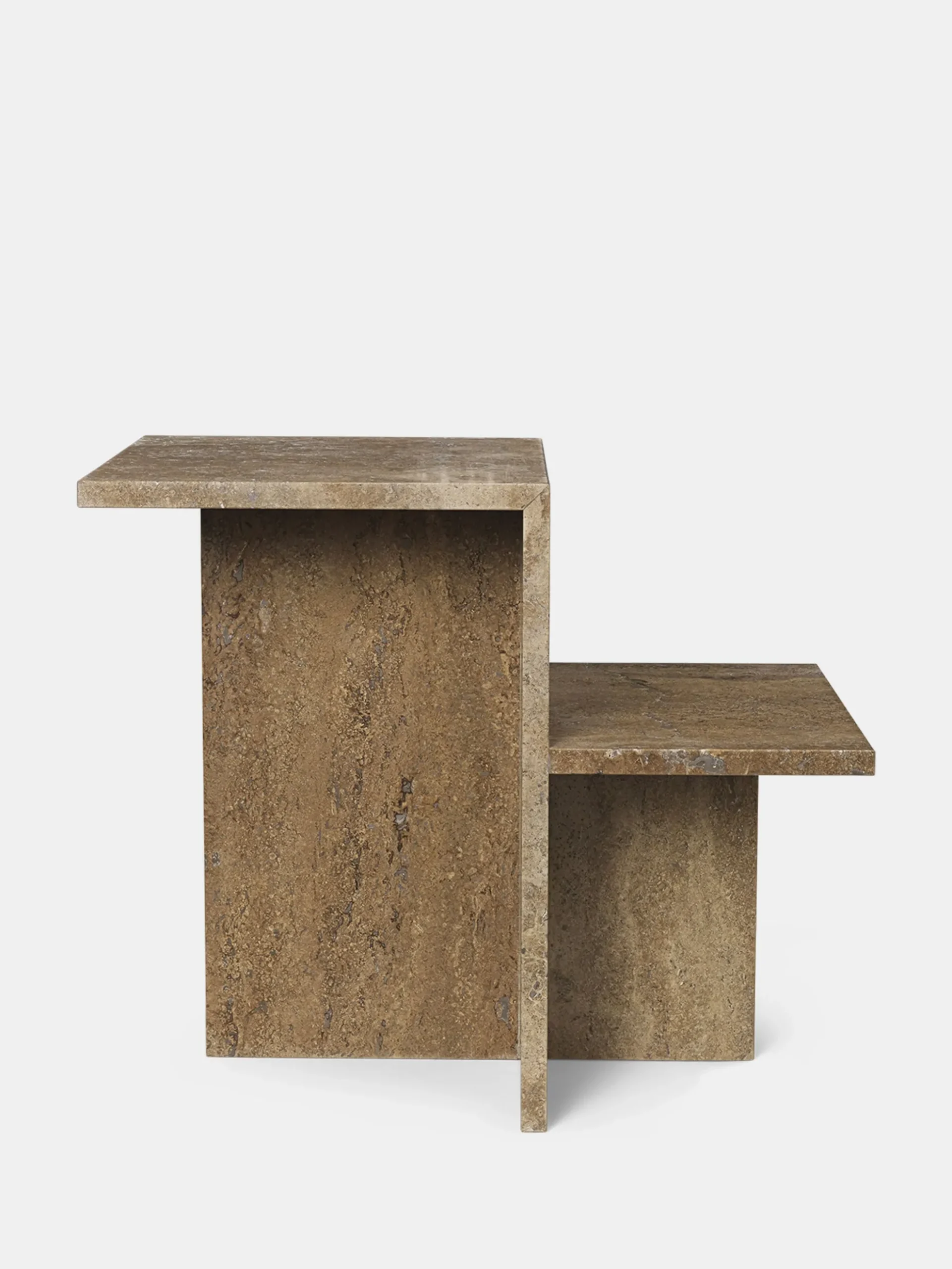 Distinct Side Table - Dark Brown Travertine