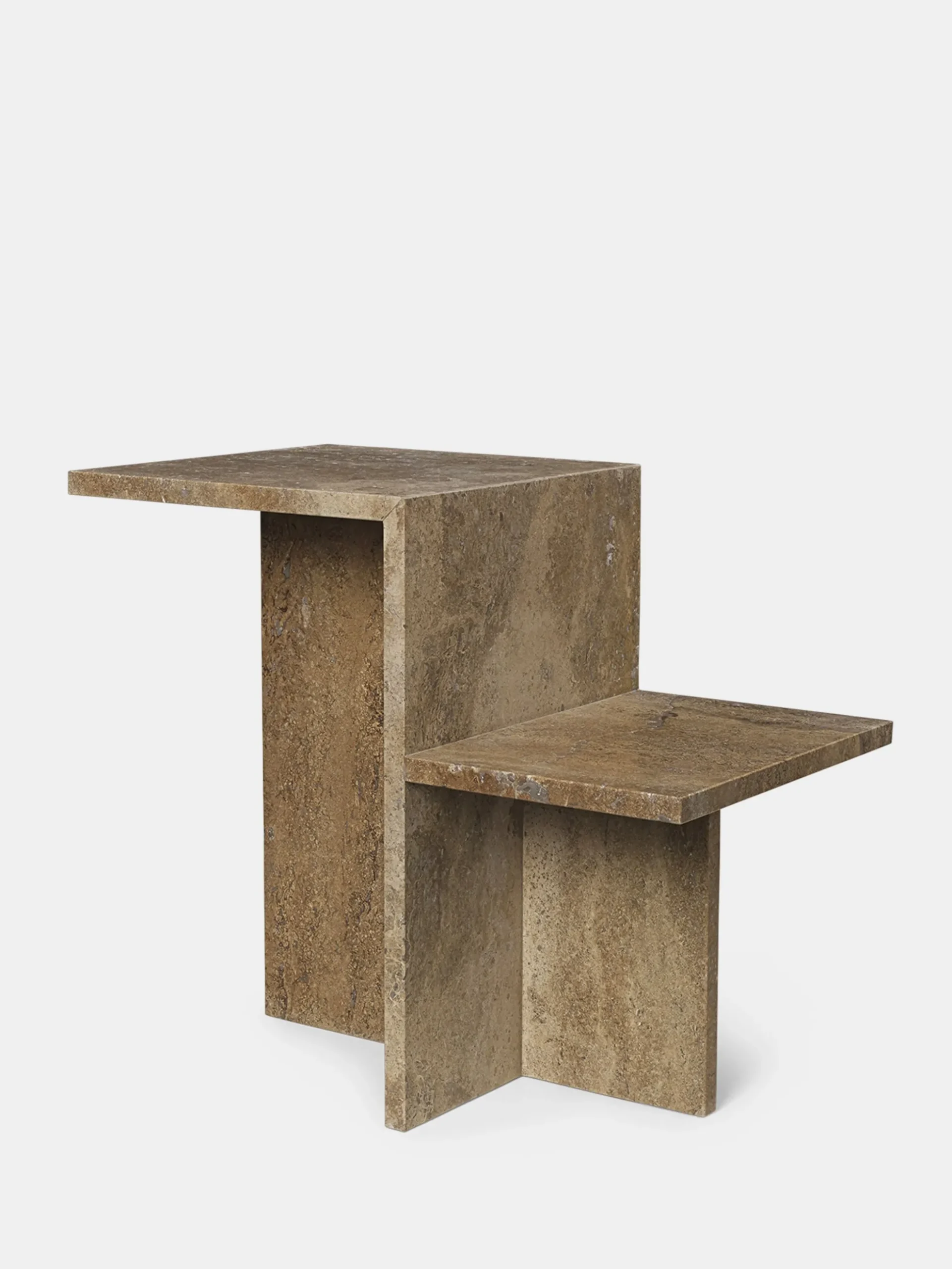 Distinct Side Table - Dark Brown Travertine