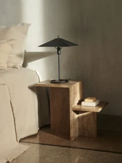Distinct Side Table - Dark Brown Travertine
