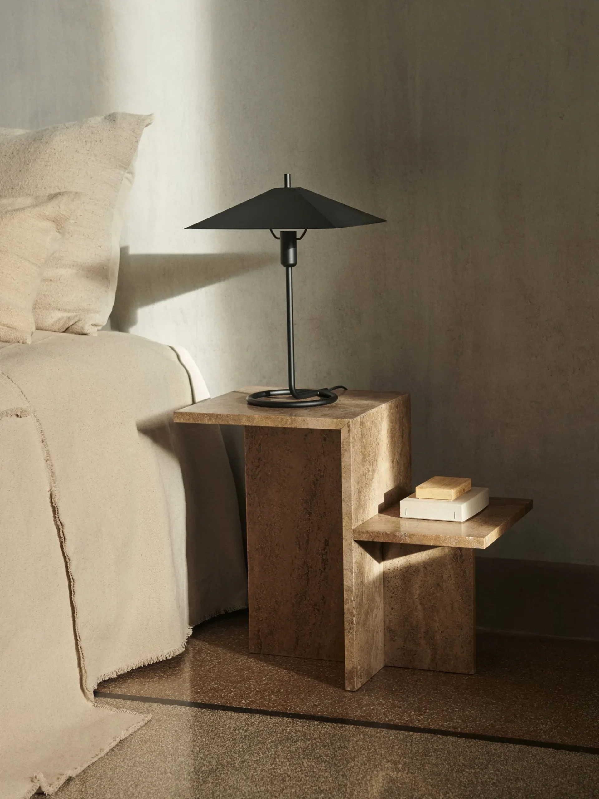 Distinct Side Table - Dark Brown Travertine
