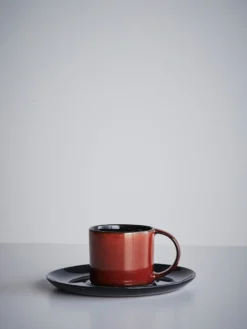 Espresso Cup With Saucer - Dark Blue - Rust
