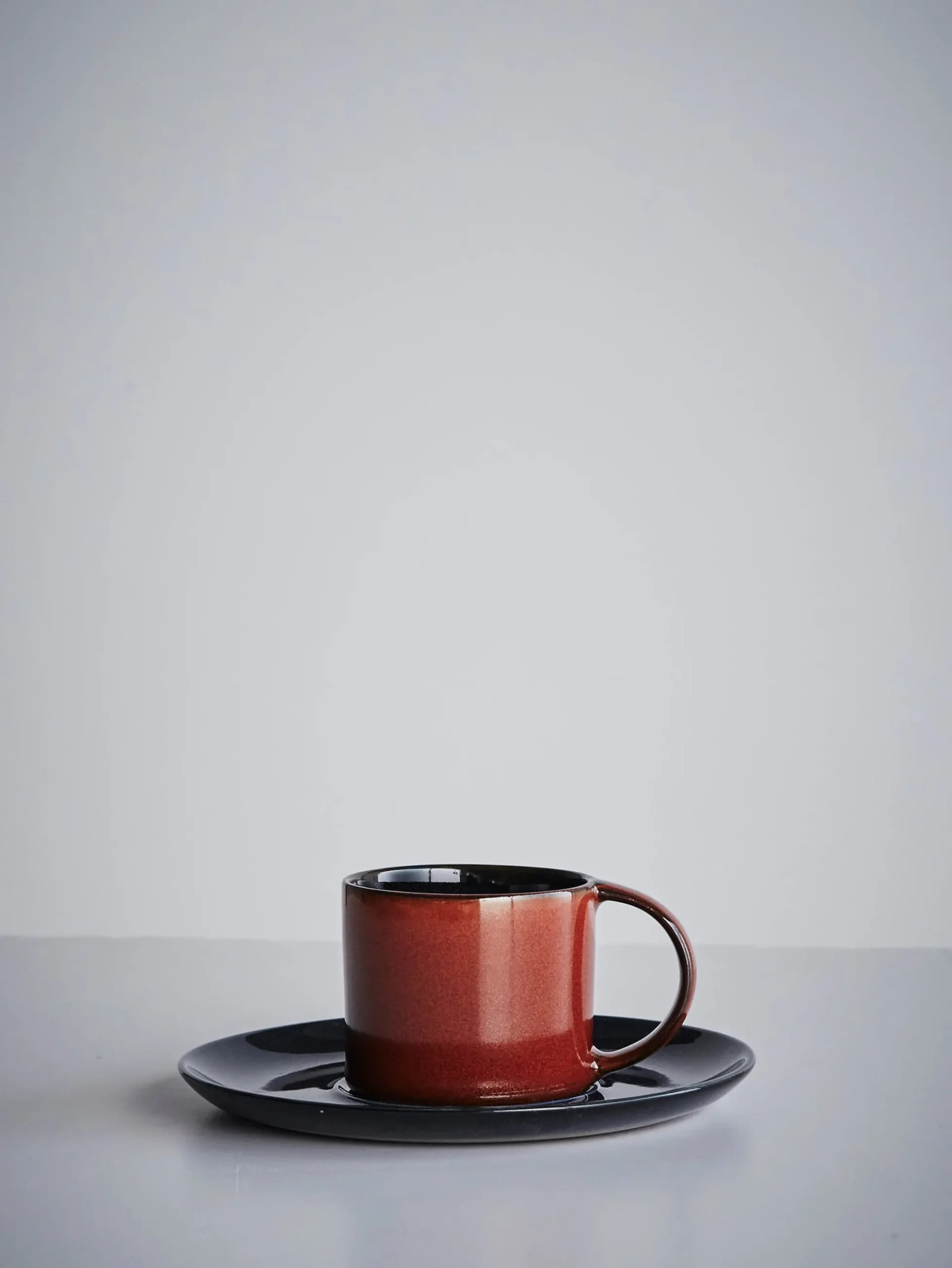 Espresso Cup With Saucer - Dark Blue - Rust