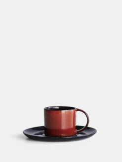 Espresso Cup With Saucer - Dark Blue - Rust