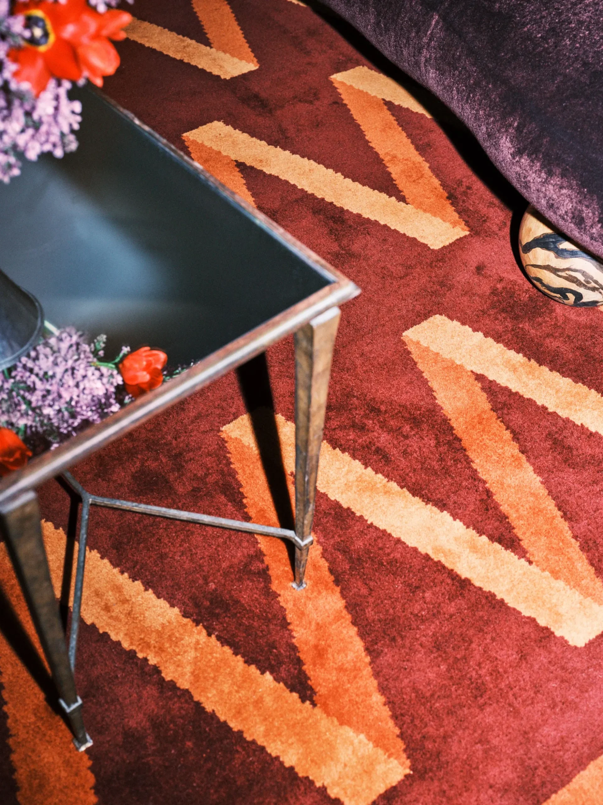 Folding Ribbon Rug - Burgundy