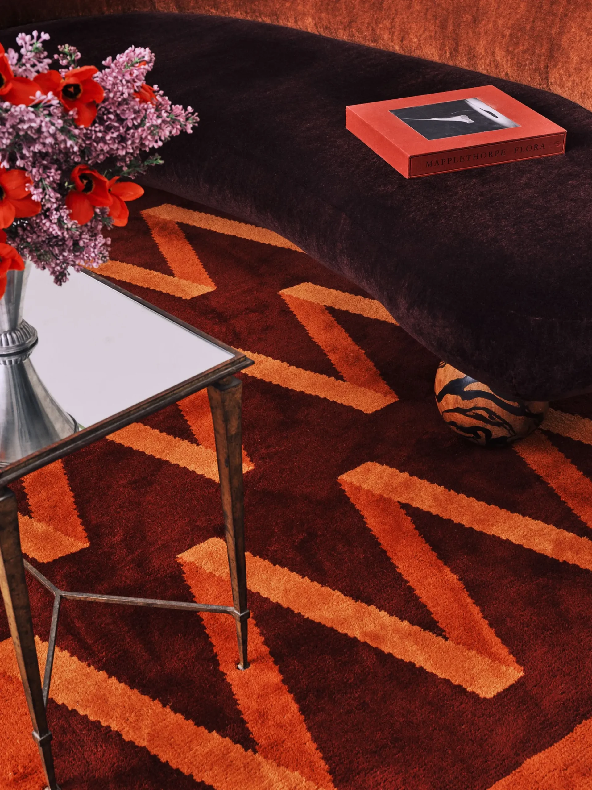 Folding Ribbon Rug - Burgundy