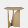 Geometric side table - varnished oak - round
