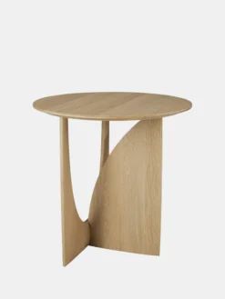 Geometric side table - varnished oak - round