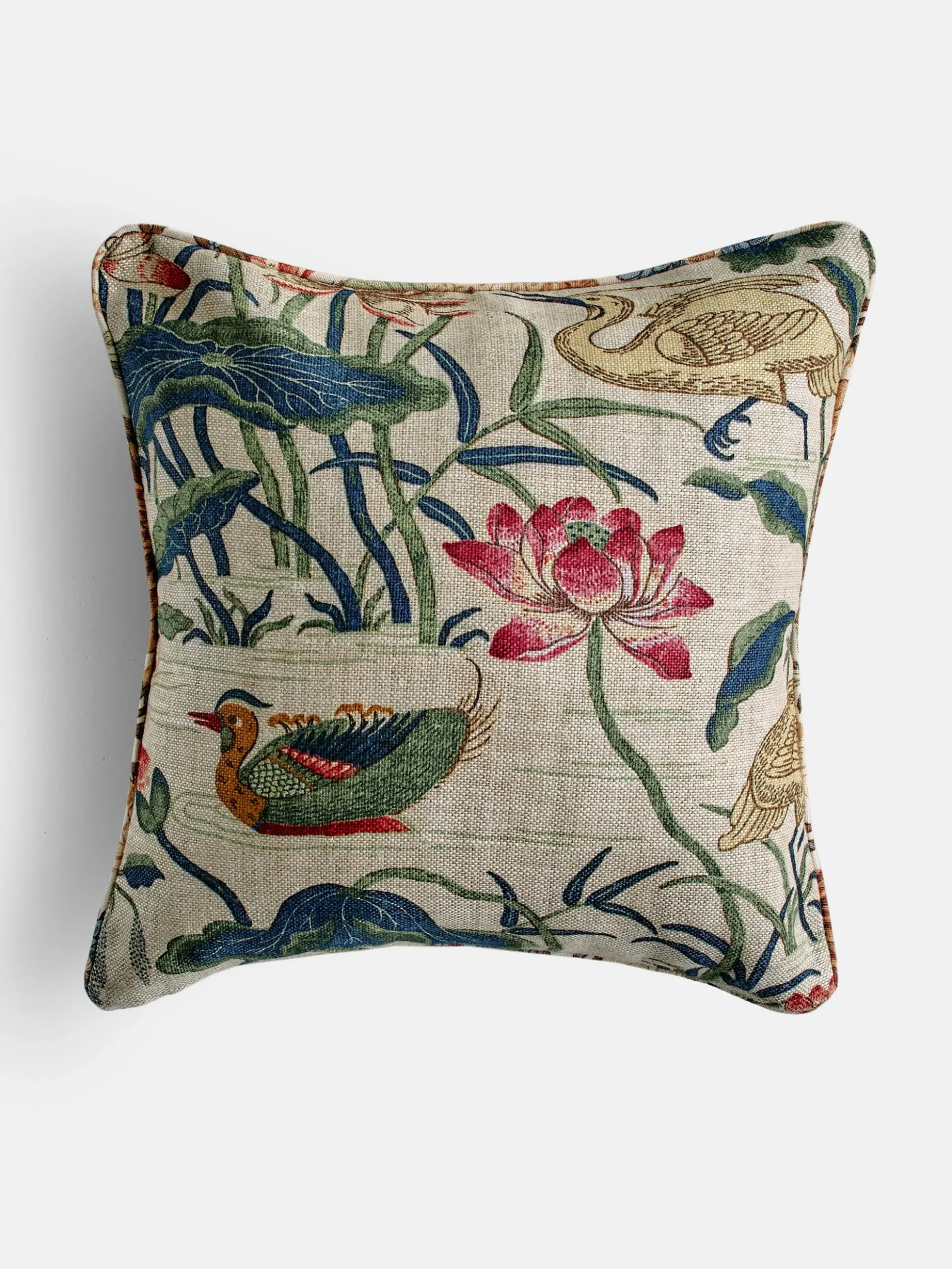 Heron & Lotus Flower Cushion - 55x55 cm
