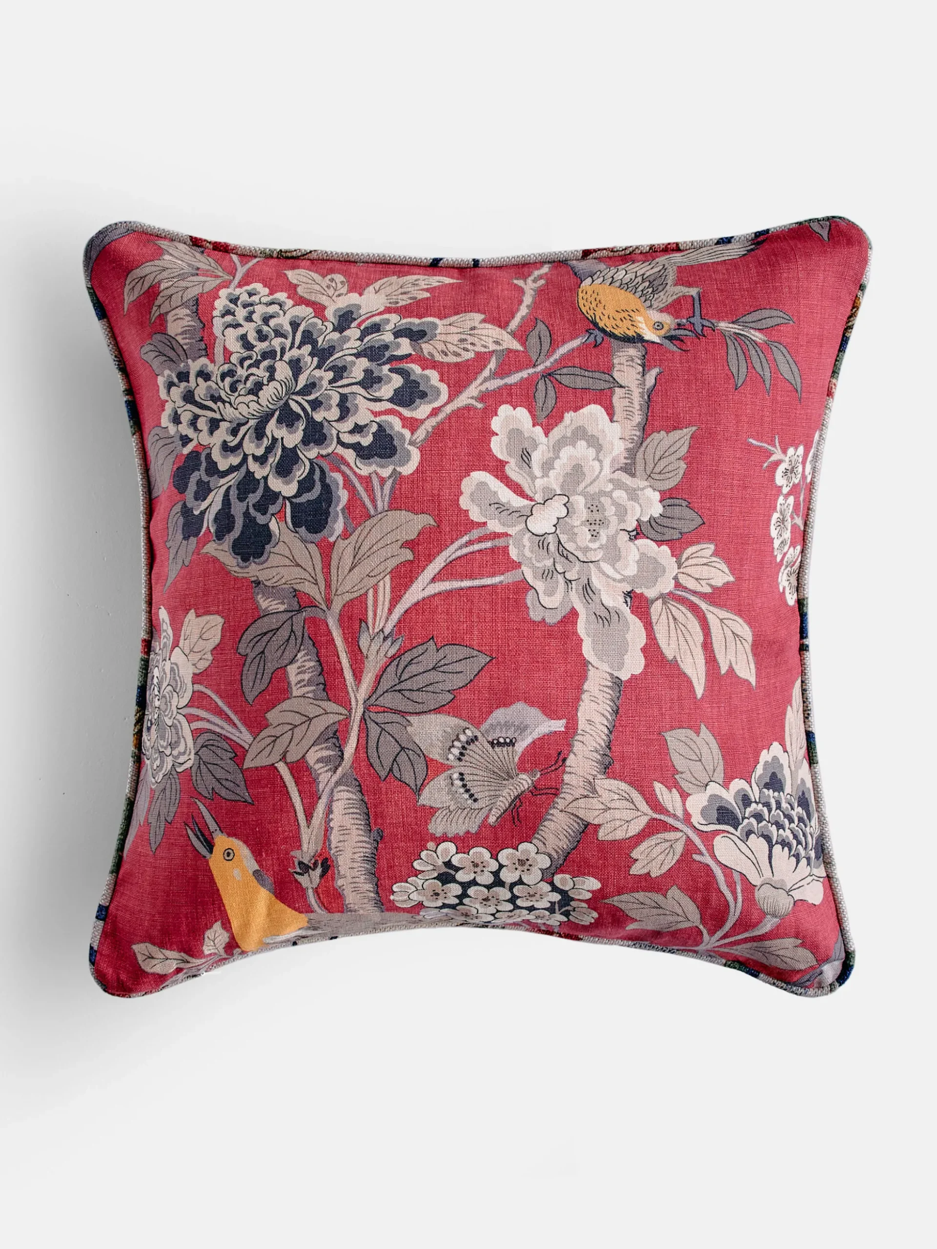 Hydrangea Bird Old Rose Cushion - 55x55 cm
