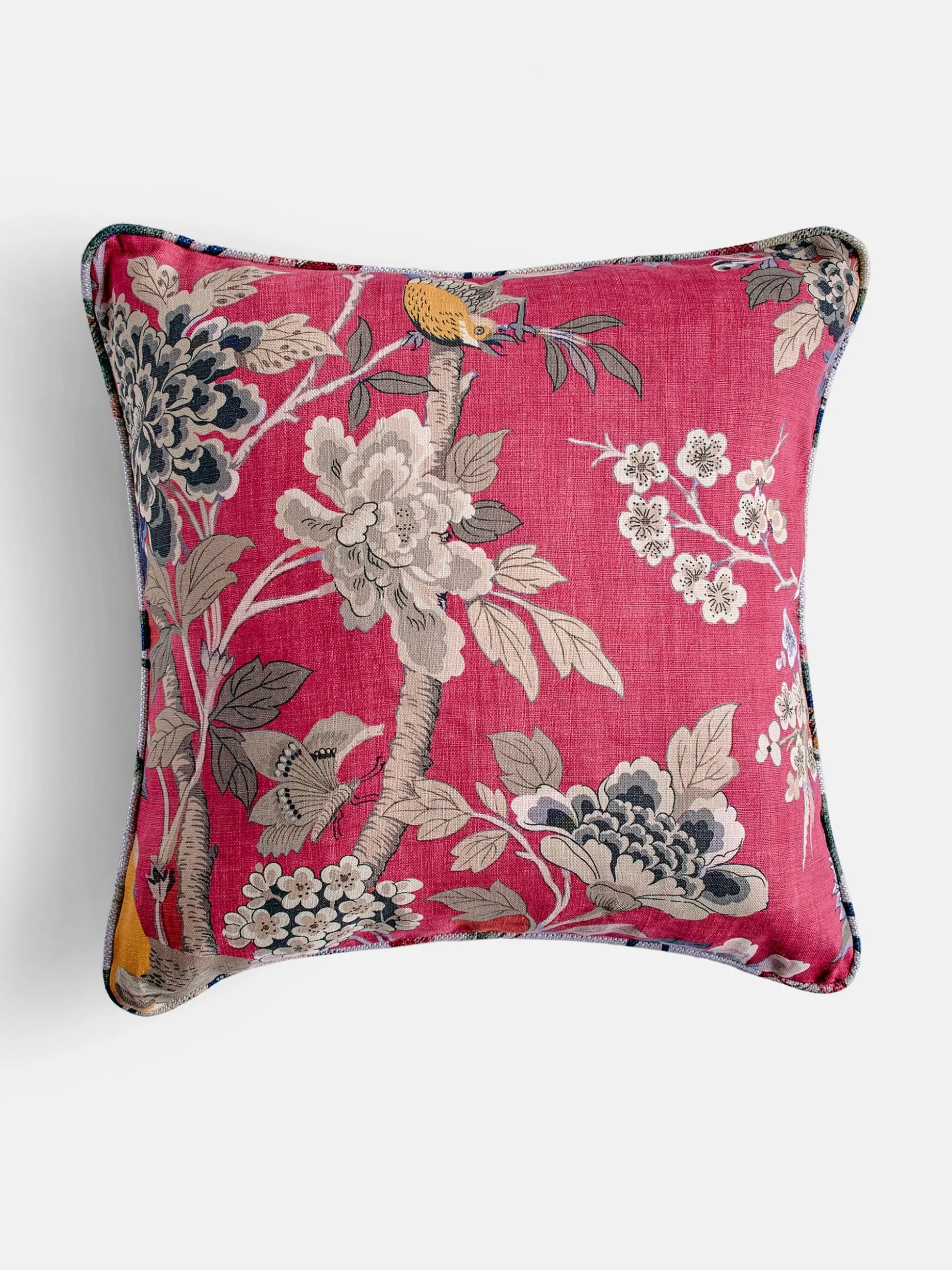 Hydrangea Bird Old Rose Cushion - 55x55 cm