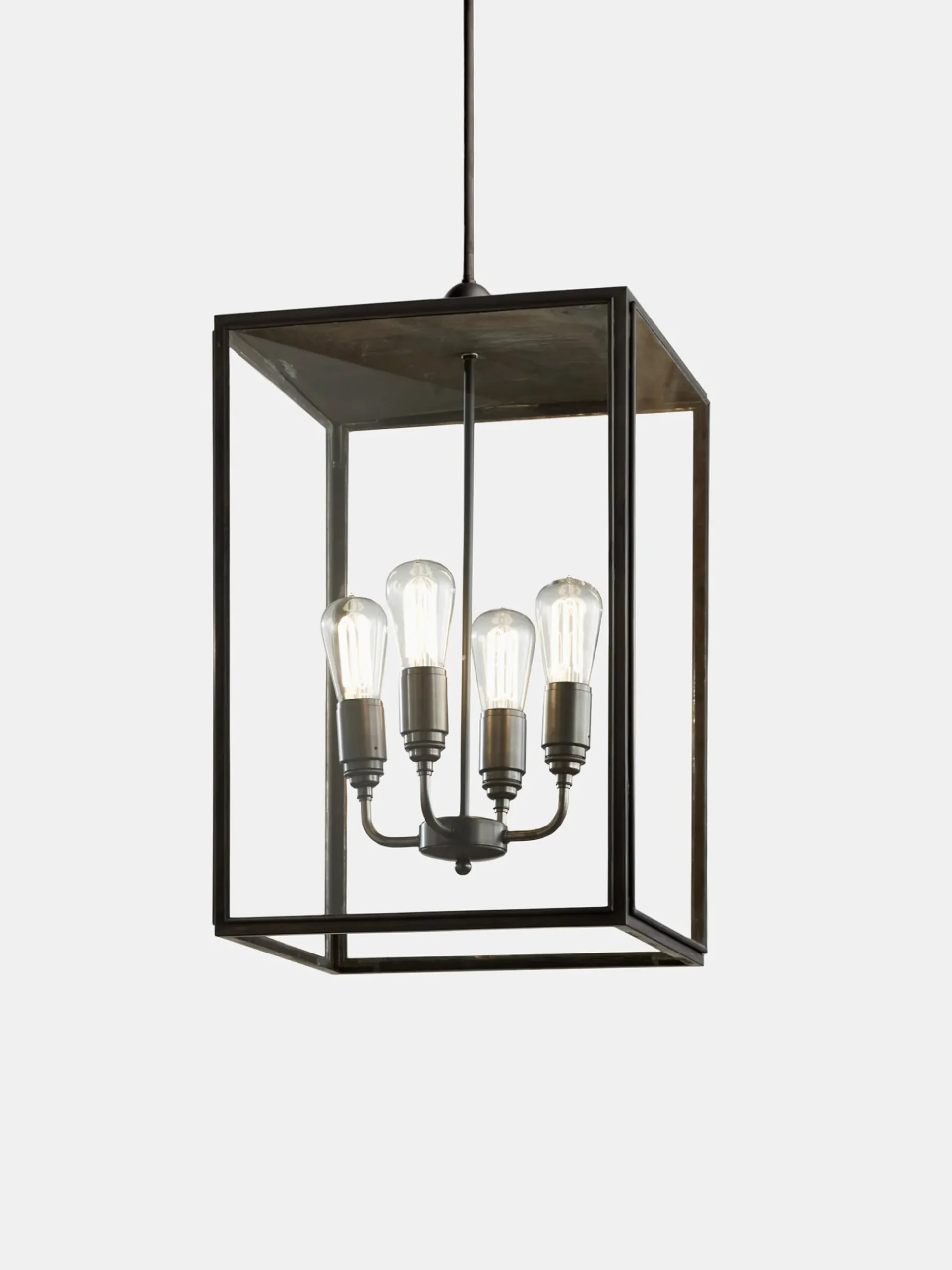 Ilford Large Closed Top Pendant - Dark Bronze - Clear Glass