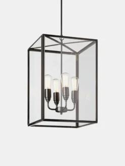 Ilford Large Pendant - Dark Bronze - Clear Glass