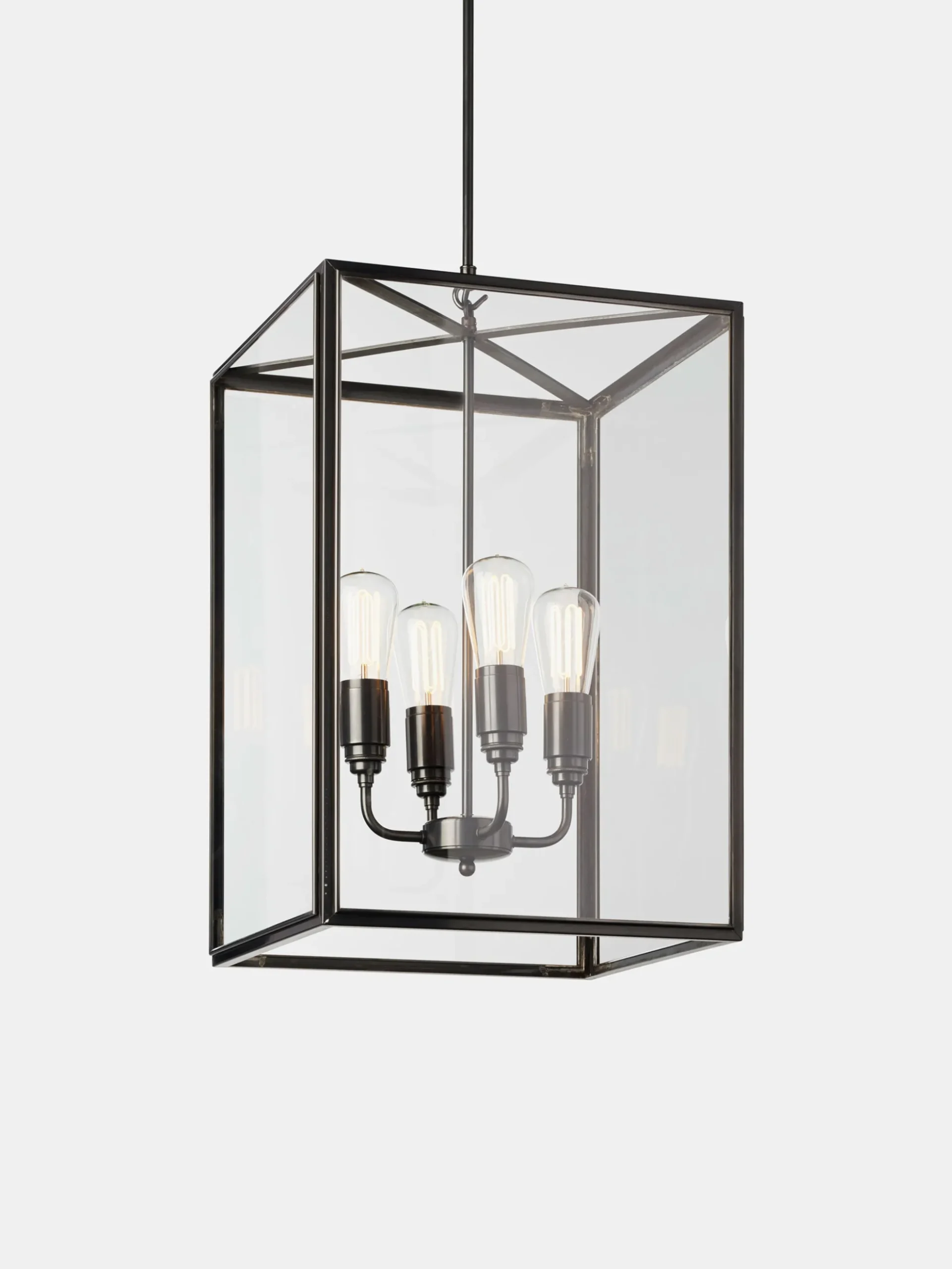 Ilford Large Pendant - Dark Bronze - Clear Glass