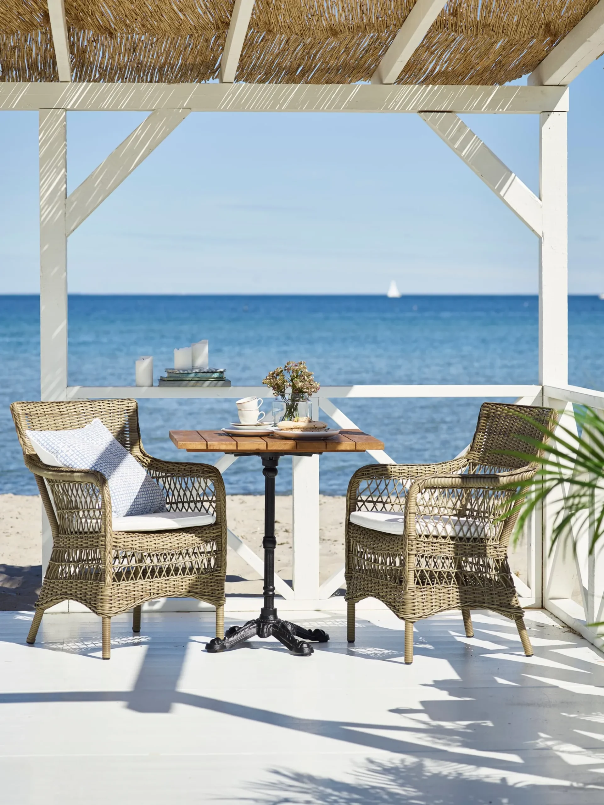 Marie Exterior Armchair - Antique Grey - White Cushion