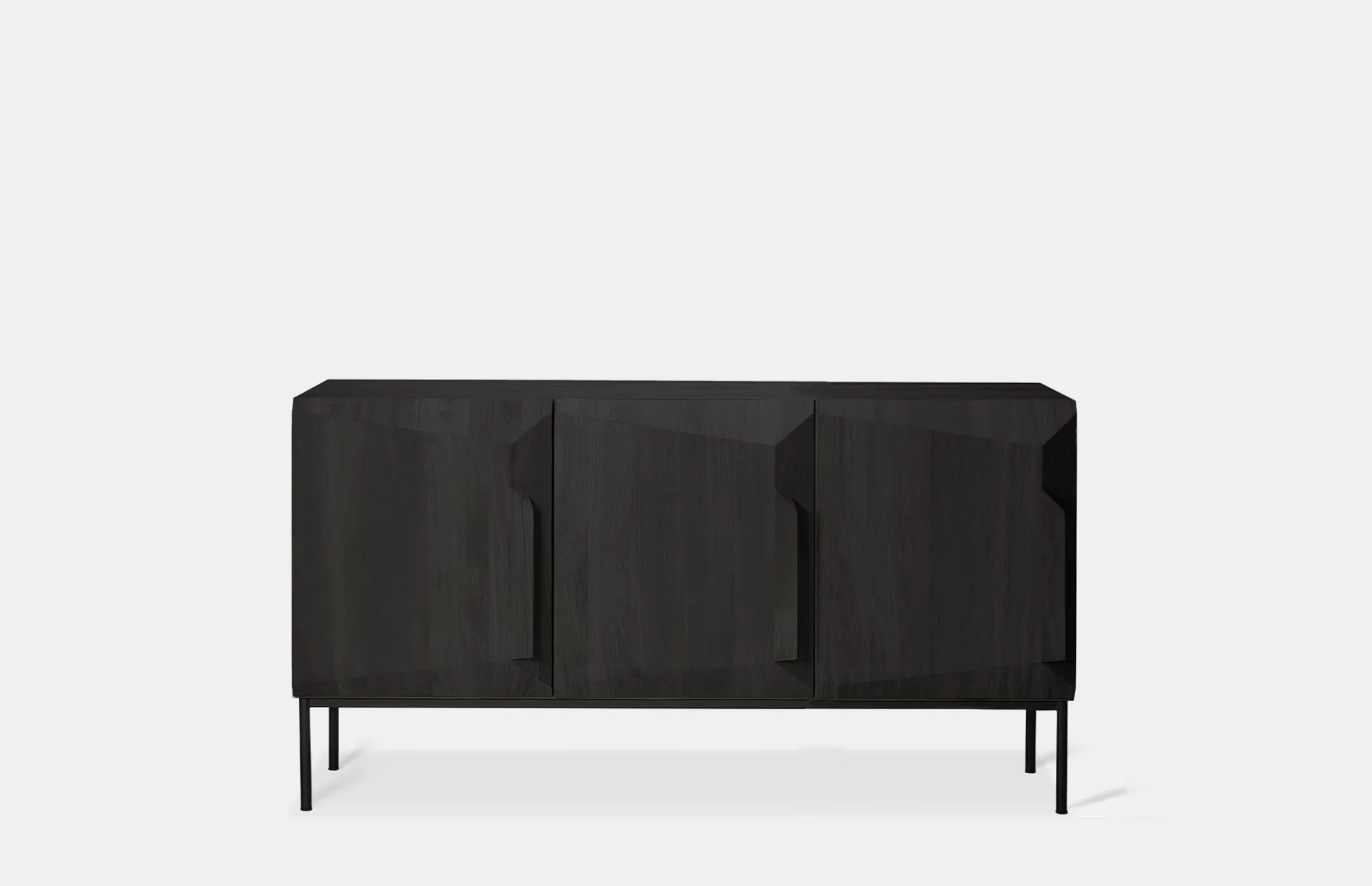 Oak Stairs Black Sideboard - 3 Doors