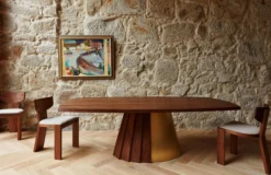 Orion Table - Timber and Metal Base