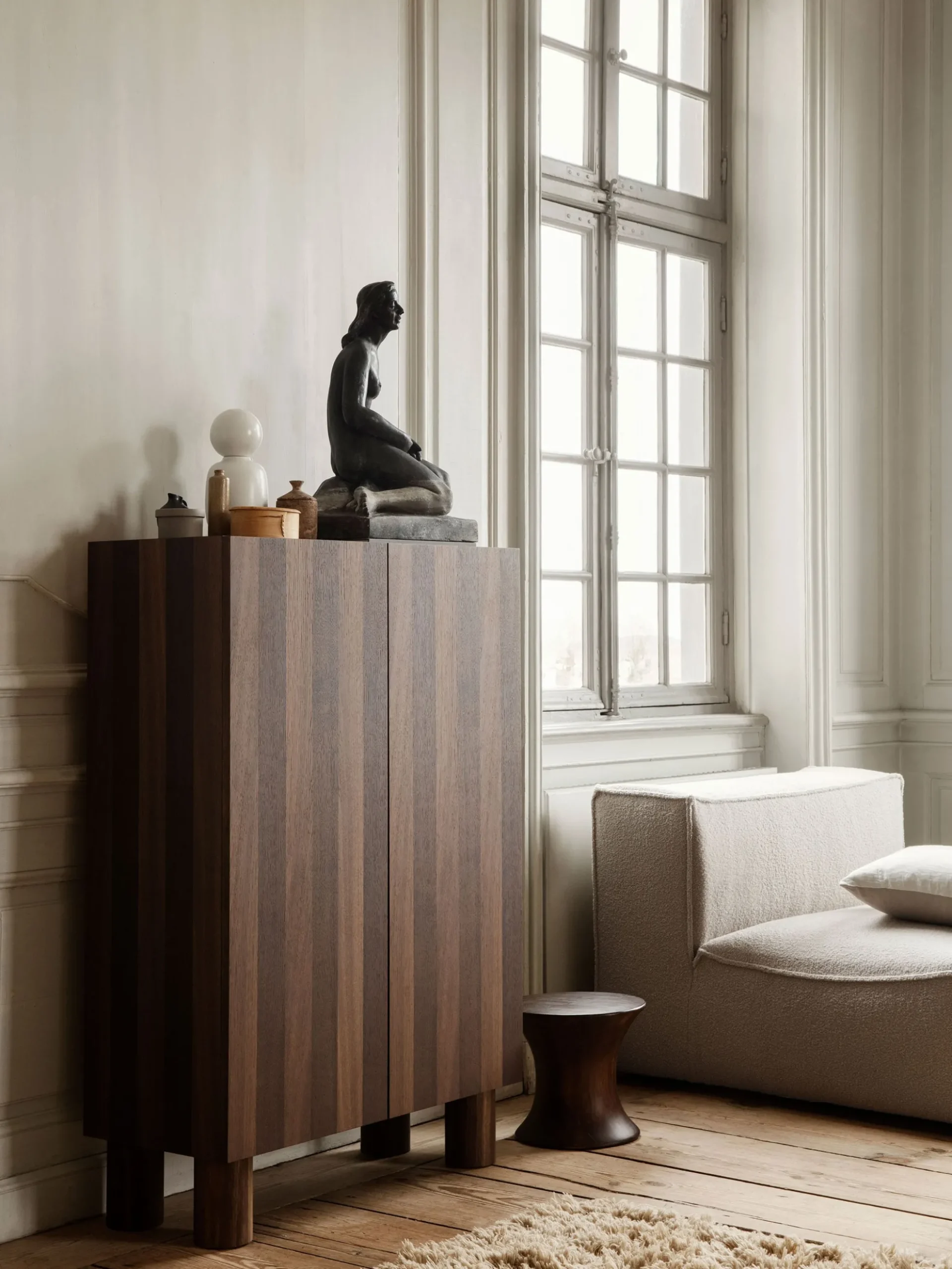 Post Storage Cabinet - Smoked Oak
