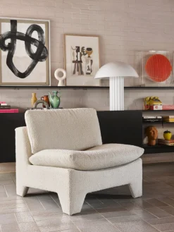 Retro lounge fauteuil - boucle cream