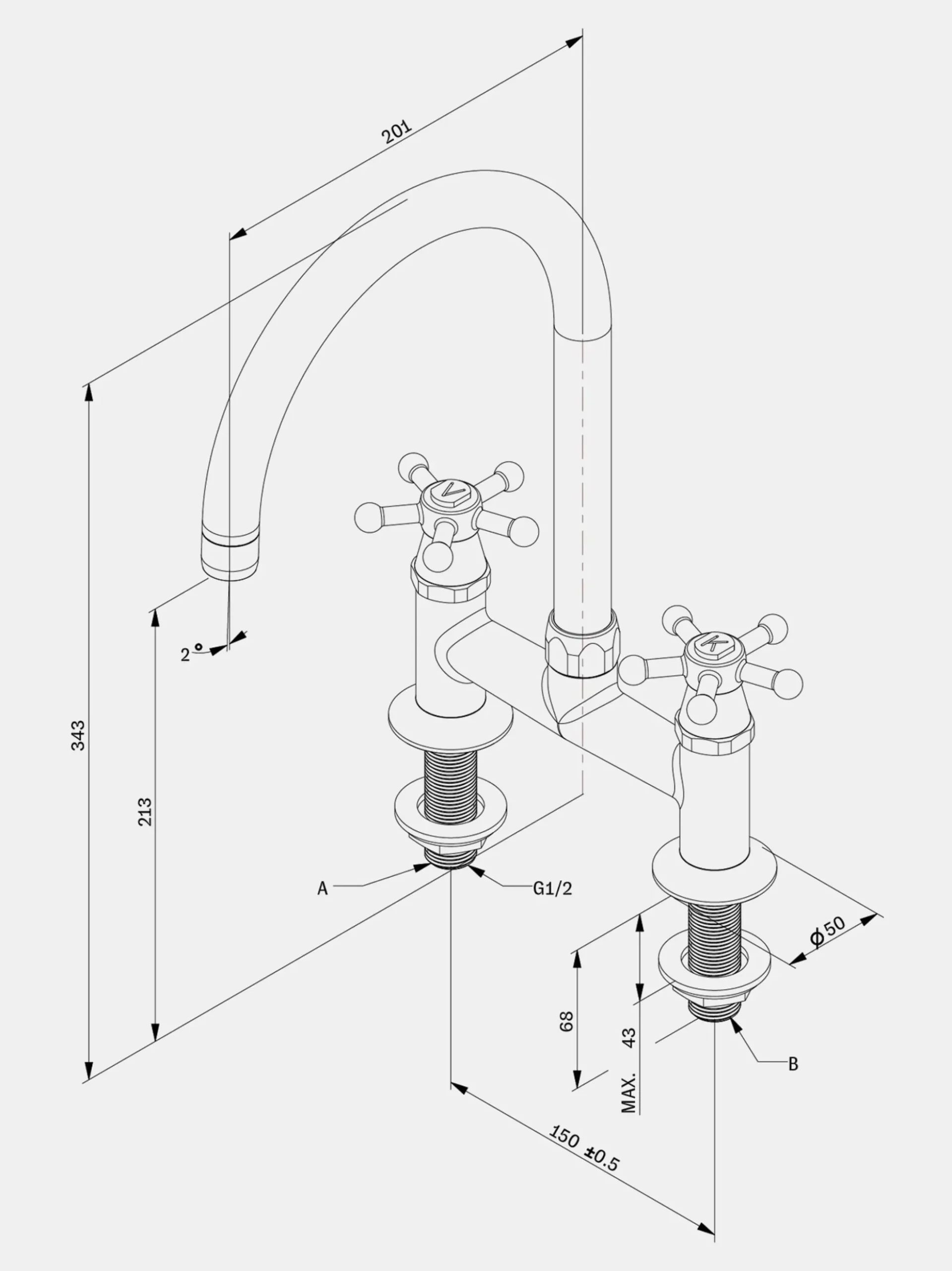 SP Tap U200 - 2-hole - Brass