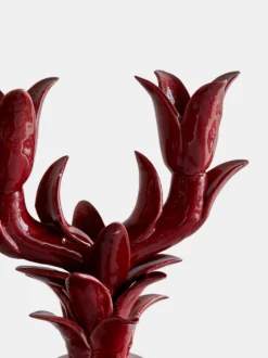 Tulipe Double Candle Holder - Cherry Red