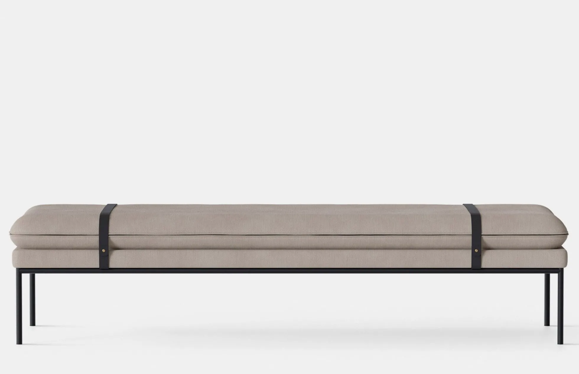Turn Daybed - Cotton Linen Natural - Black Frame - Black Straps