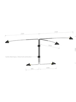 Wall Lamp with Five Rotating Straight Arms